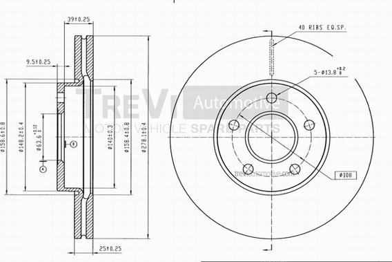 Trevi Automotive BD1183 - Тормозной диск autospares.lv