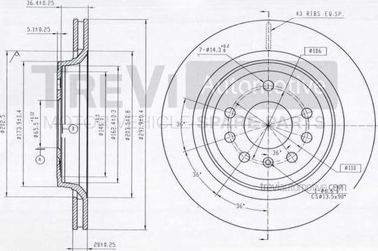 Trevi Automotive BD1187 - Тормозной диск autospares.lv