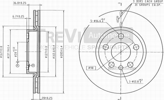 Trevi Automotive BD1133 - Тормозной диск autospares.lv