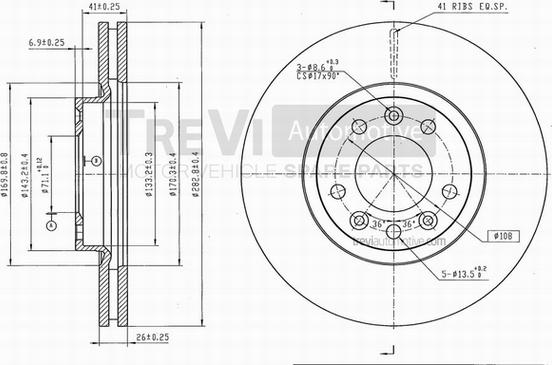 Trevi Automotive BD1137 - Тормозной диск autospares.lv