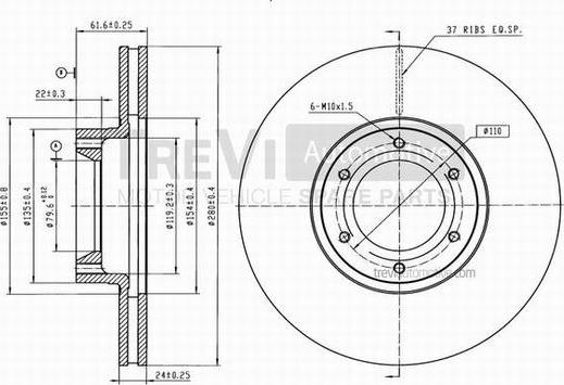 Trevi Automotive BD1126 - Тормозной диск autospares.lv