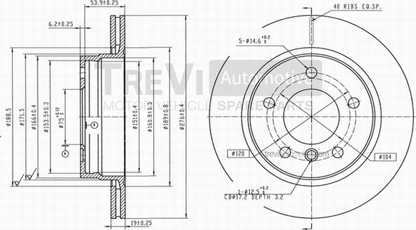 Trevi Automotive BD1128 - Тормозной диск autospares.lv