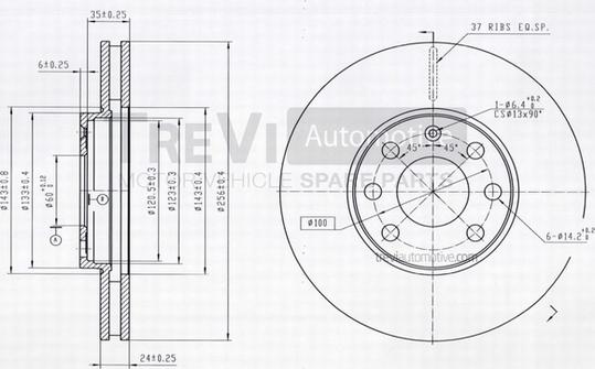 Trevi Automotive BD1122 - Тормозной диск autospares.lv