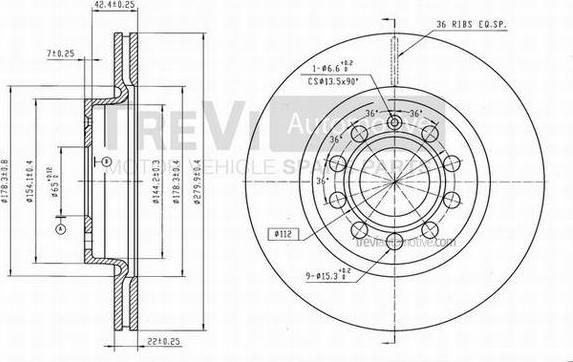 Trevi Automotive BD1172 - Тормозной диск autospares.lv