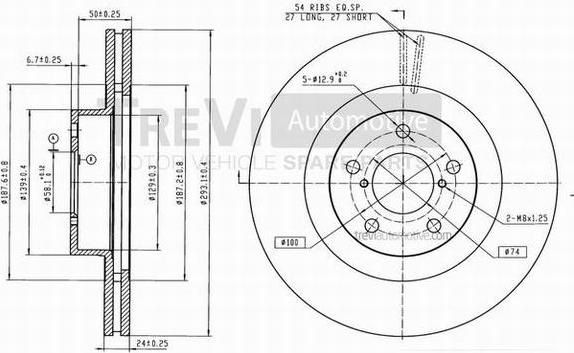 Trevi Automotive BD1244 - Тормозной диск autospares.lv