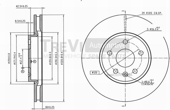 Trevi Automotive BD1248 - Тормозной диск autospares.lv