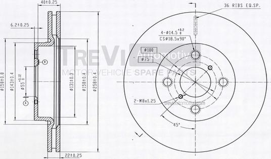 Trevi Automotive BD1243 - Тормозной диск autospares.lv