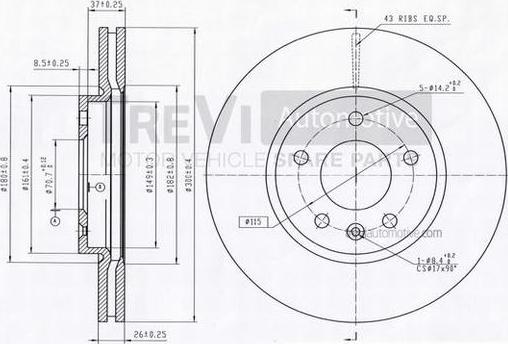 Trevi Automotive BD1255 - Тормозной диск autospares.lv