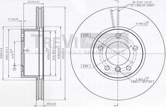 Trevi Automotive BD1252 - Тормозной диск autospares.lv