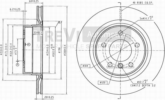 Trevi Automotive BD1204 - Тормозной диск autospares.lv