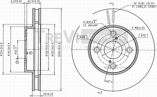 Trevi Automotive BD1206 - Тормозной диск autospares.lv