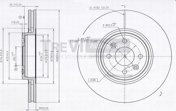 Trevi Automotive BD1208 - Тормозной диск autospares.lv