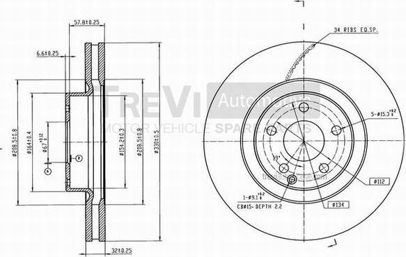 Trevi Automotive BD1207 - Тормозной диск autospares.lv