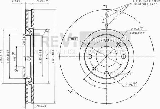 Trevi Automotive BD1215 - Тормозной диск autospares.lv