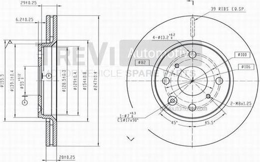 Trevi Automotive BD1210 - Тормозной диск autospares.lv