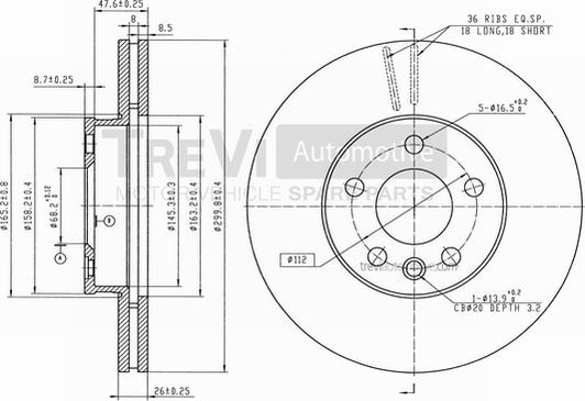 Trevi Automotive BD1211 - Тормозной диск autospares.lv