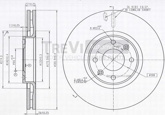 Trevi Automotive BD1212 - Тормозной диск autospares.lv