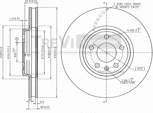 Trevi Automotive BD1239 - Тормозной диск autospares.lv