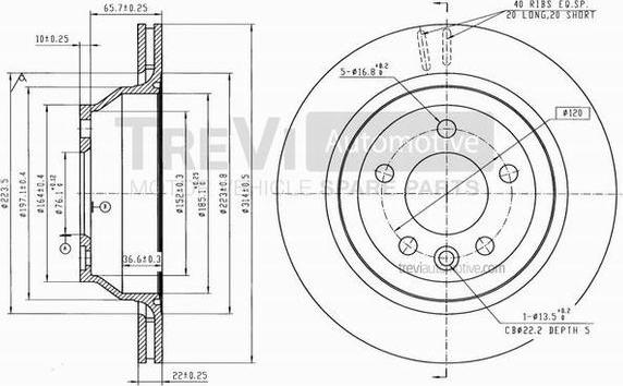 Trevi Automotive BD1231 - Тормозной диск autospares.lv