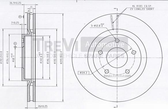 Trevi Automotive BD1233 - Тормозной диск autospares.lv