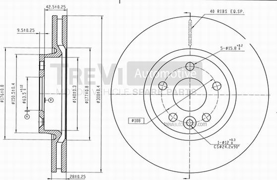 Trevi Automotive BD1224 - Тормозной диск autospares.lv