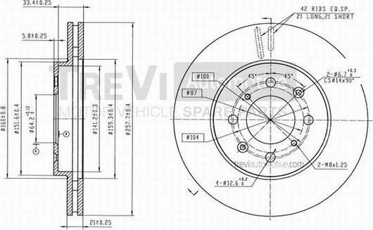 Trevi Automotive BD1221 - Тормозной диск autospares.lv