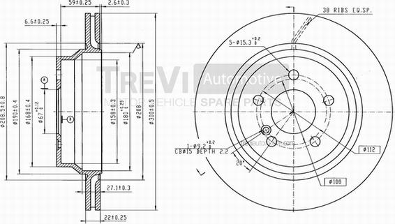 Trevi Automotive BD1222 - Тормозной диск autospares.lv