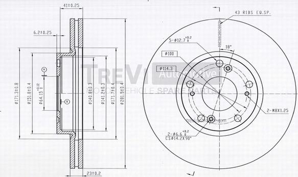 Trevi Automotive BD1227 - Тормозной диск autospares.lv