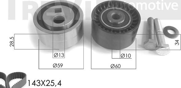 Trevi Automotive KD1001 - Комплект зубчатого ремня ГРМ autospares.lv