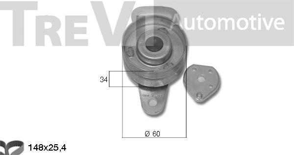 Trevi Automotive KD1025 - Комплект зубчатого ремня ГРМ autospares.lv