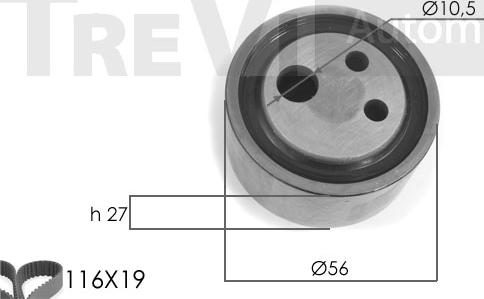 Trevi Automotive KD1028 - Комплект зубчатого ремня ГРМ autospares.lv