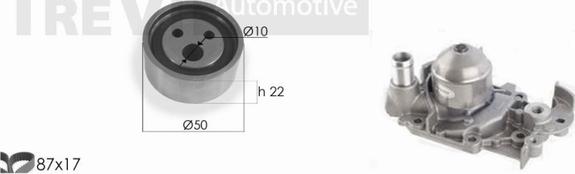 Trevi Automotive KD1078HP - Водяной насос + комплект зубчатого ремня ГРМ autospares.lv