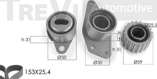 Trevi Automotive KD1199 - Комплект зубчатого ремня ГРМ autospares.lv