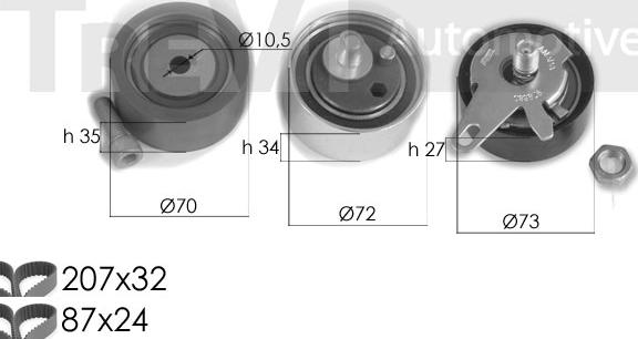 Trevi Automotive KD1294 - Комплект зубчатого ремня ГРМ autospares.lv