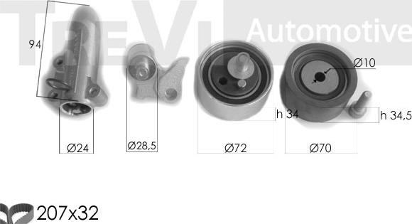 Trevi Automotive KD1298 - Комплект зубчатого ремня ГРМ autospares.lv