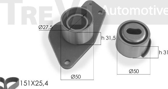 Trevi Automotive KD1200 - Комплект зубчатого ремня ГРМ autospares.lv