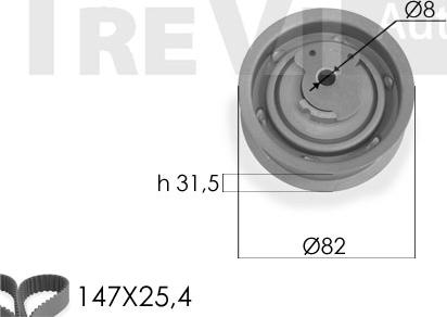 Trevi Automotive KD1289 - Комплект зубчатого ремня ГРМ autospares.lv