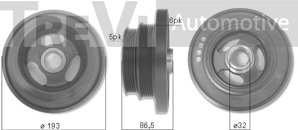 Trevi Automotive PC1165 - Шкив коленчатого вала autospares.lv