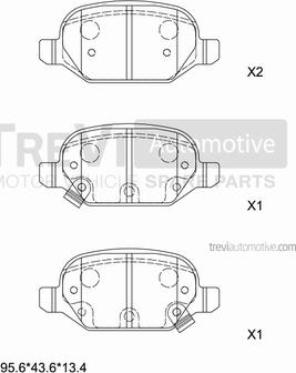 Trevi Automotive PF1495 - Тормозные колодки, дисковые, комплект autospares.lv