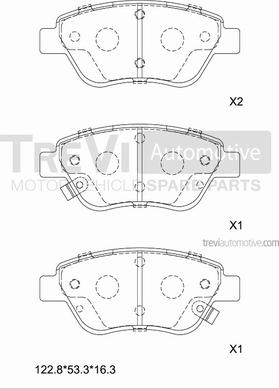 Trevi Automotive PF1496 - Тормозные колодки, дисковые, комплект autospares.lv