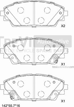 Trevi Automotive PF1490 - Тормозные колодки, дисковые, комплект autospares.lv