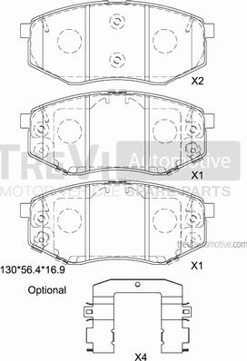 Trevi Automotive PF1491 - Тормозные колодки, дисковые, комплект autospares.lv