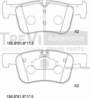 Trevi Automotive PF1498 - Тормозные колодки, дисковые, комплект autospares.lv