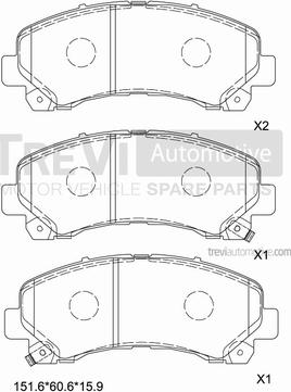 Trevi Automotive PF1449 - Тормозные колодки, дисковые, комплект autospares.lv