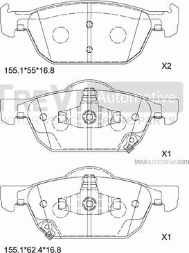 Trevi Automotive PF1444 - Тормозные колодки, дисковые, комплект autospares.lv