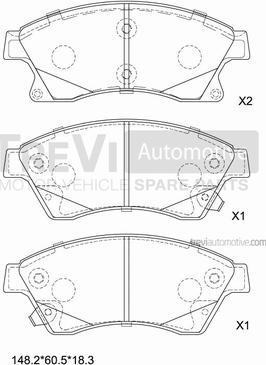 Trevi Automotive PF1441 - Тормозные колодки, дисковые, комплект autospares.lv