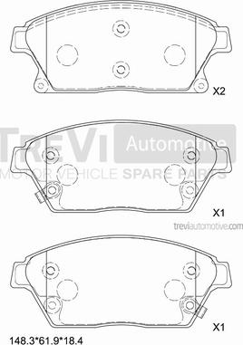 Trevi Automotive PF1442 - Тормозные колодки, дисковые, комплект autospares.lv