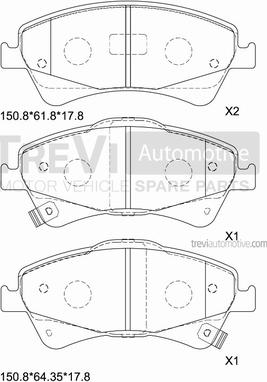 Trevi Automotive PF1456 - Тормозные колодки, дисковые, комплект autospares.lv