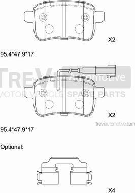 Trevi Automotive PF1450 - Тормозные колодки, дисковые, комплект autospares.lv