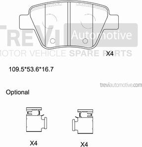 Trevi Automotive PF1451 - Тормозные колодки, дисковые, комплект autospares.lv